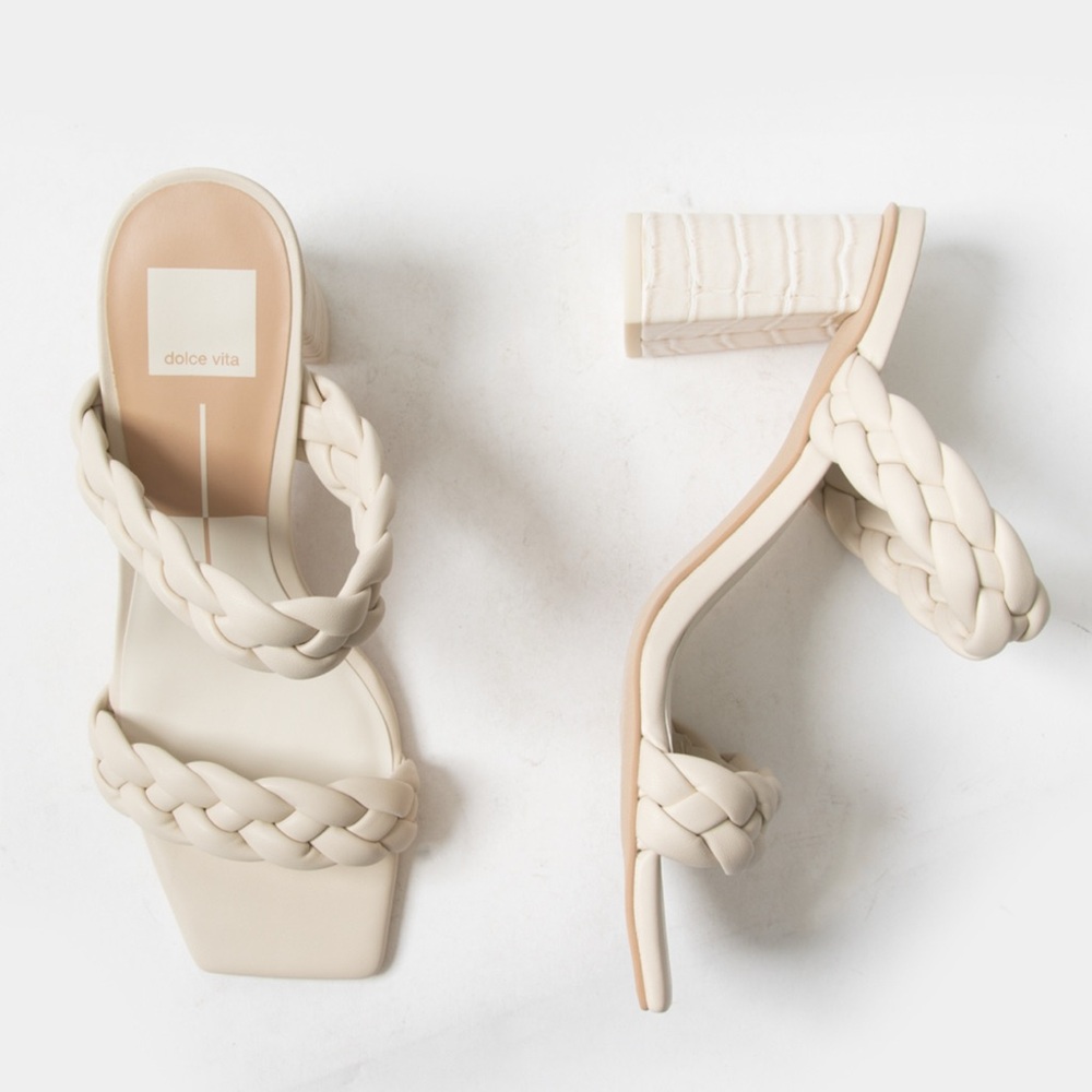Dolce Vita Cream Braided Heeled Sandals